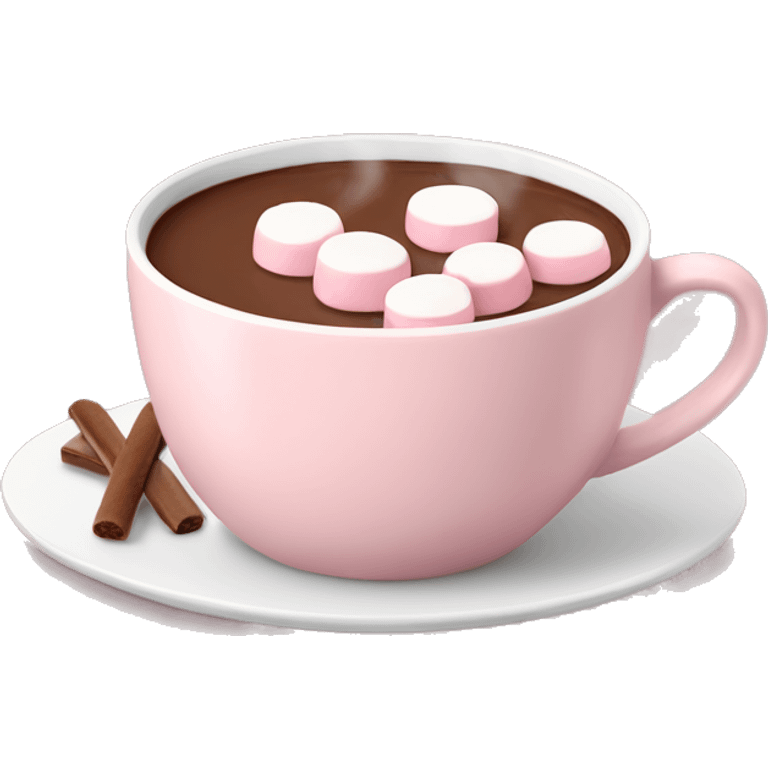 Light Pink mug of hot chocolate with marshmallows  emoji