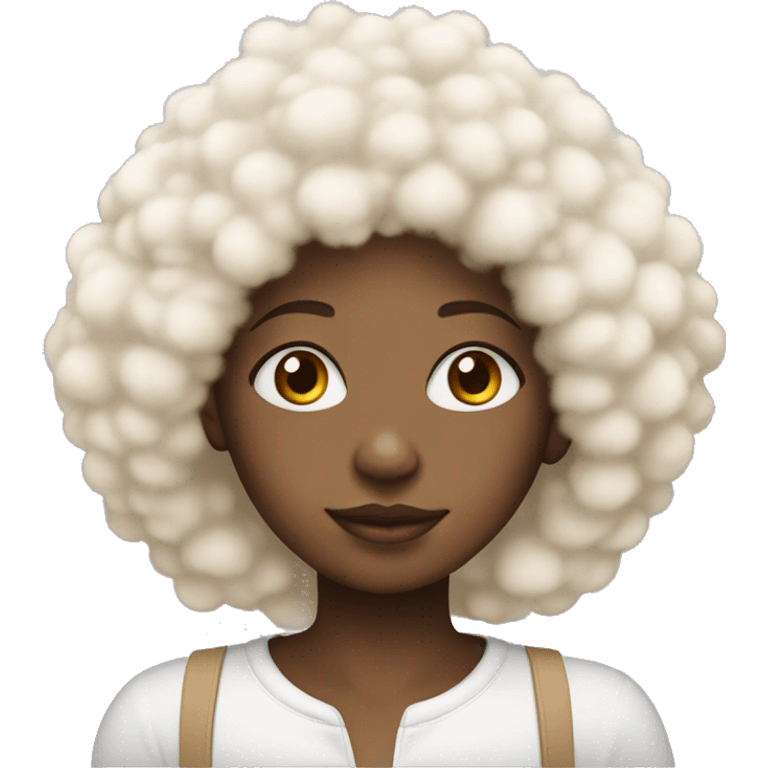 Black girl with blonde afro and edges, wearing a fluffy bunny hat emoji