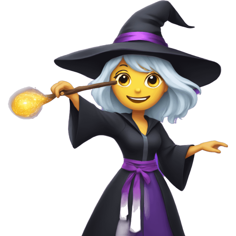 witch casting spell with a Magic wand emoji