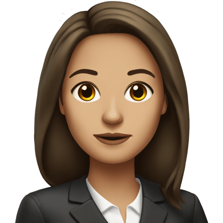 Woman lawyer with long brown hair, olive skin and dark brown eyes emoji