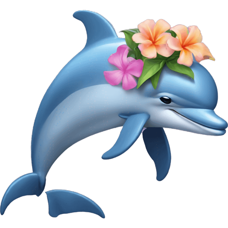 dolphin wearing flower emoji