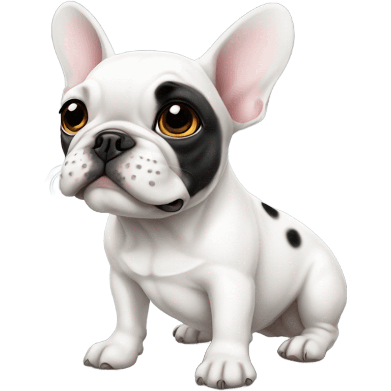 French bulldog white with black spot on right eye emoji