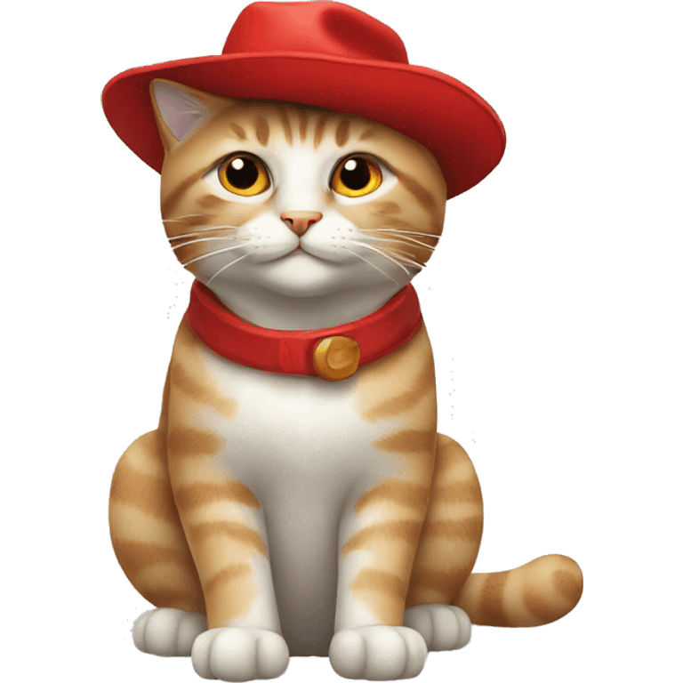 a cat with red hat and sigar emoji