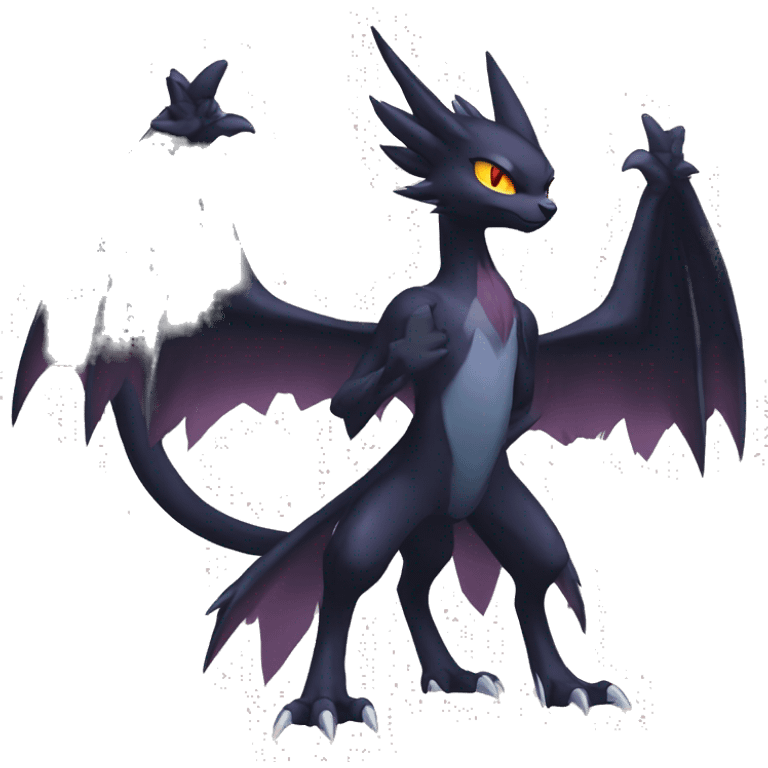 Edgy Cool Dark type Shadow type Nargacuga-Noivern-Pokémon-fusion-cat Full Body emoji