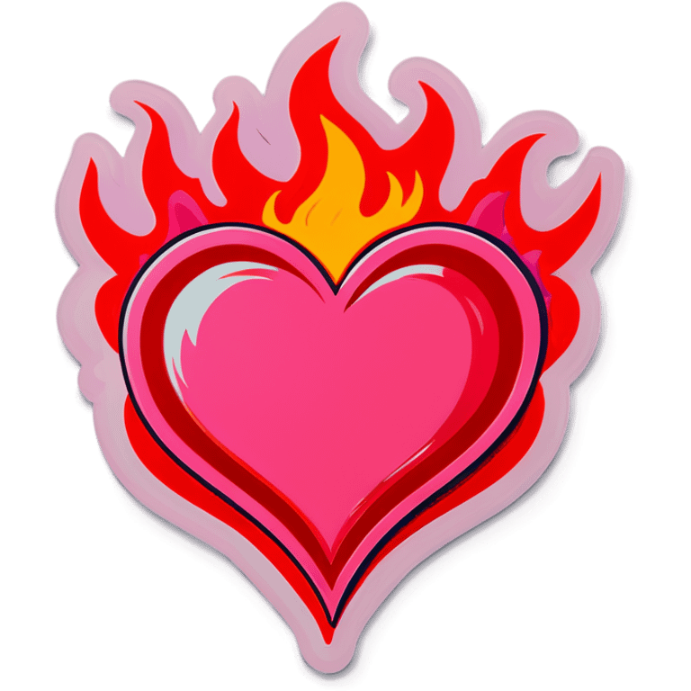 pink heart with red flames emoji