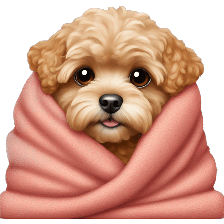 Red Maltipoo in cozy blanket emoji