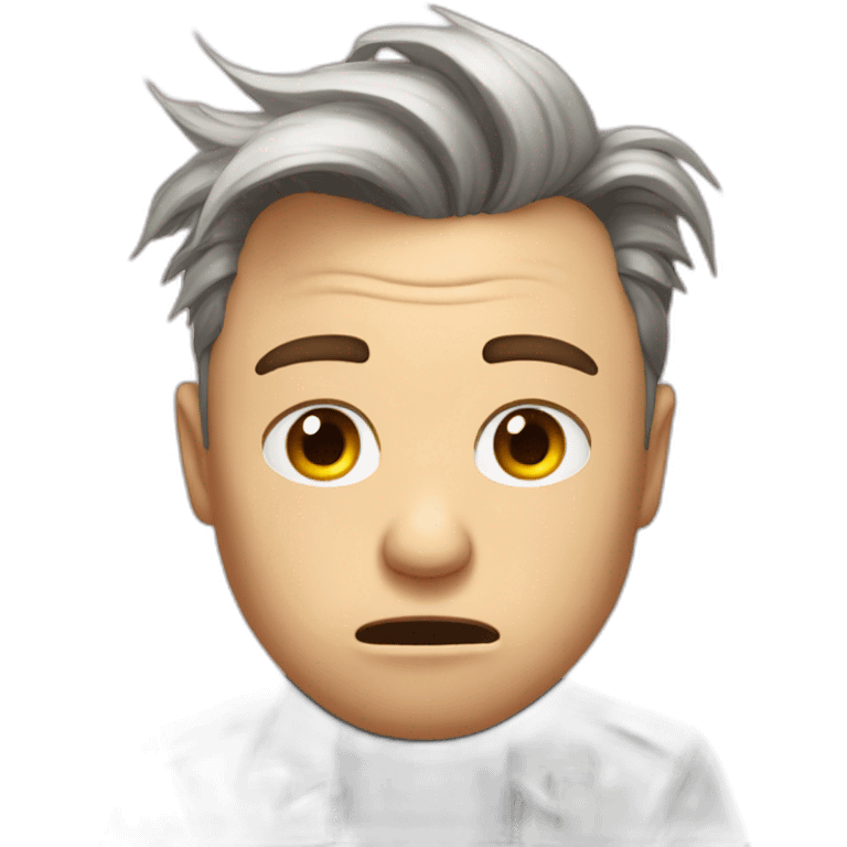 Elon musk with miserable hair crying emoji