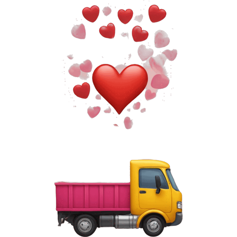 Two trucks in love with little hearts  emoji