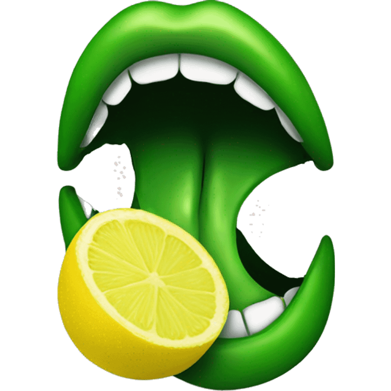 Green lips biting a lemon  emoji