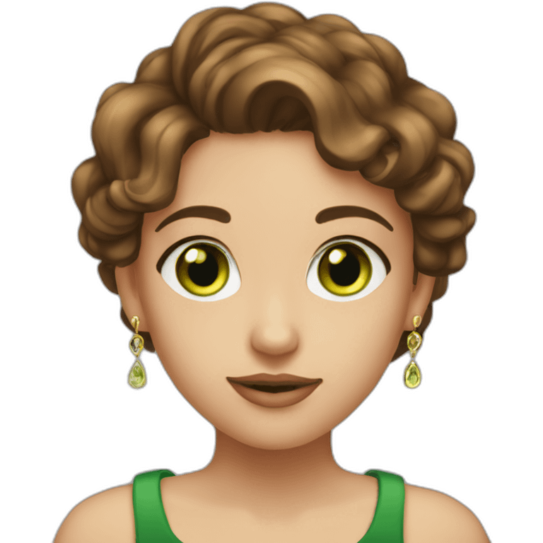 Cute girl with brown hair, green eyes and gold earrings. She ist looking fabulous btw emoji