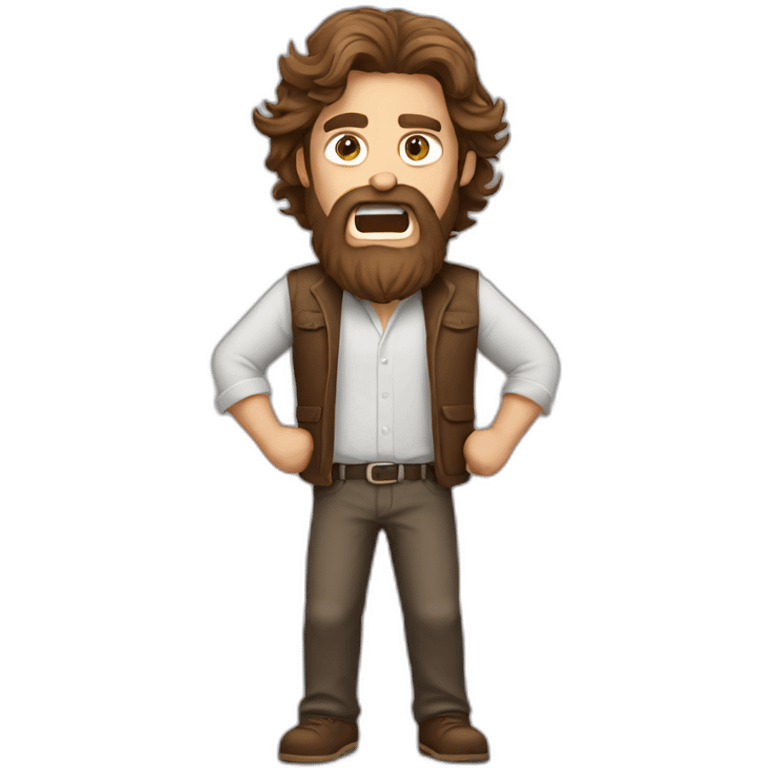 long brown haired bearded man raging emoji