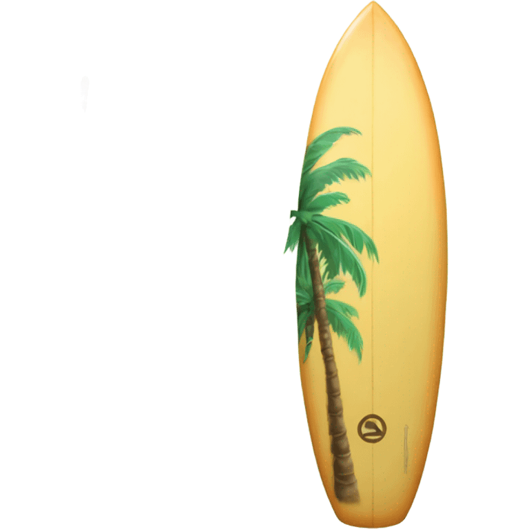 A surfboard with palm trees on it emoji