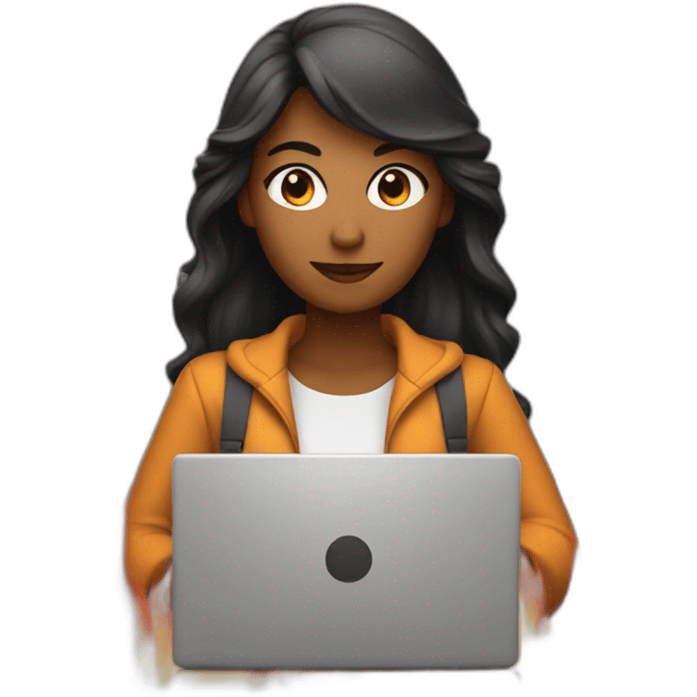 developer woman with a laptop and a fire behind her emoji