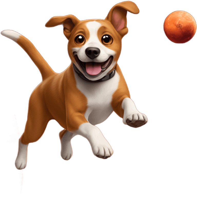 dog jumping over mars emoji