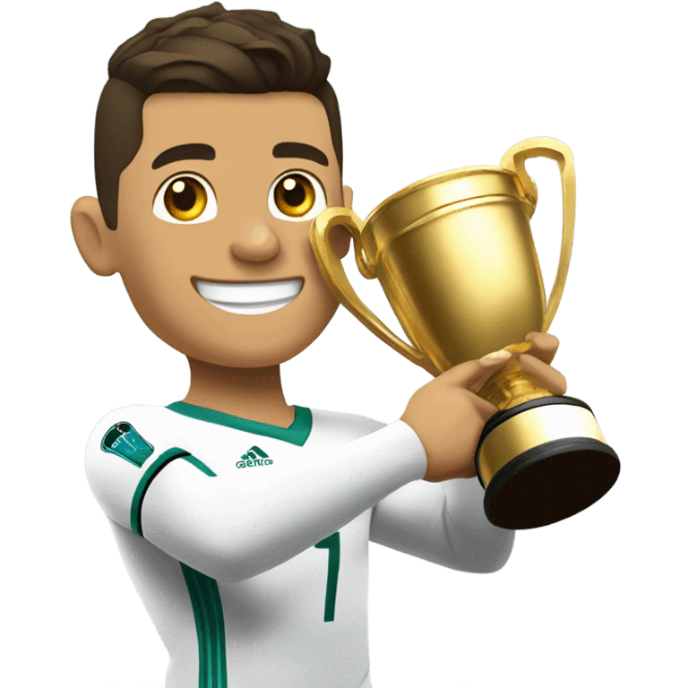 Cristiano holding trophy emoji