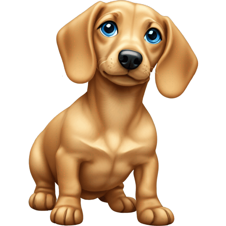 Blonde miniature weiner dog blue eyes puppy  emoji