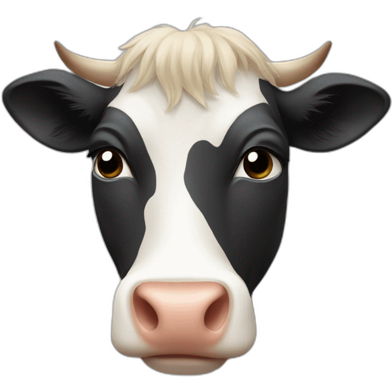 Cow with a human nose and a mullet emoji