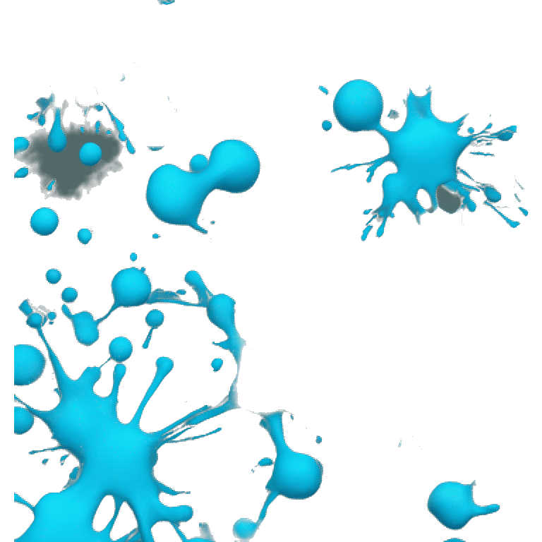 Glowing Cyan blue paint splash splatter emoji