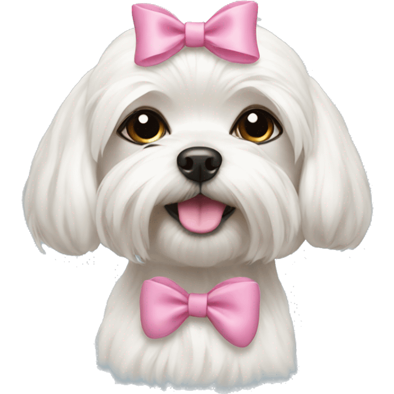 maltese dog with pink bows  emoji