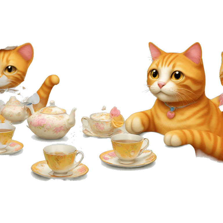 Orange cat at a tea party emoji