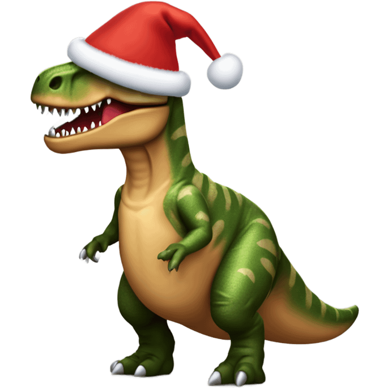 Lachender T-Rex mit Hawaiihemd und Weihnachtsmann Mütze emoji