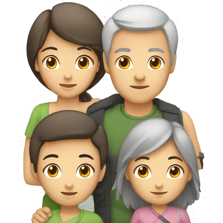 Family 6 people. White mother, asian father emoji