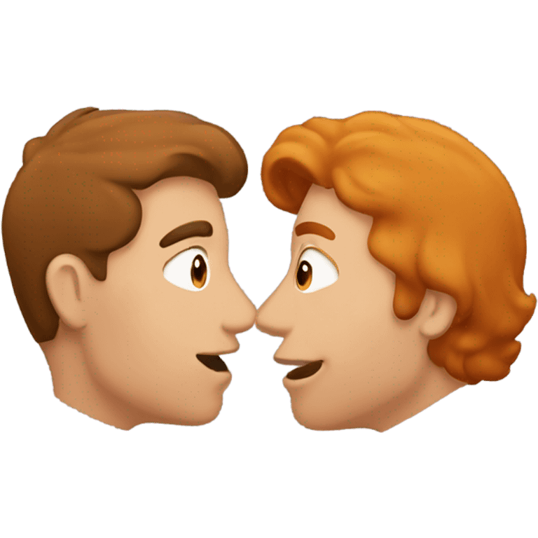 Brunette Man Kissing ginger man emoji