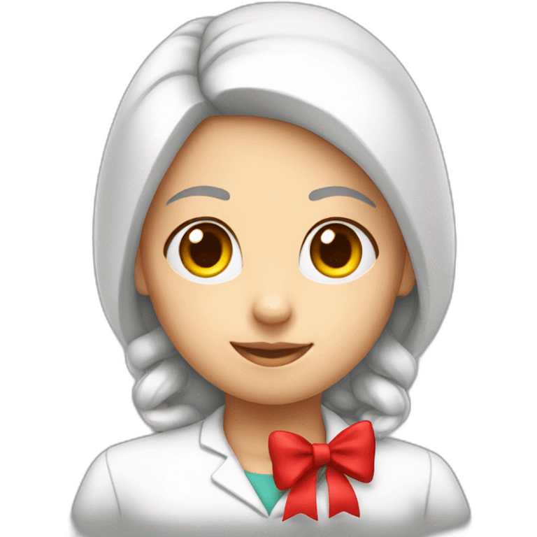 young chemist girl red bow on head emoji