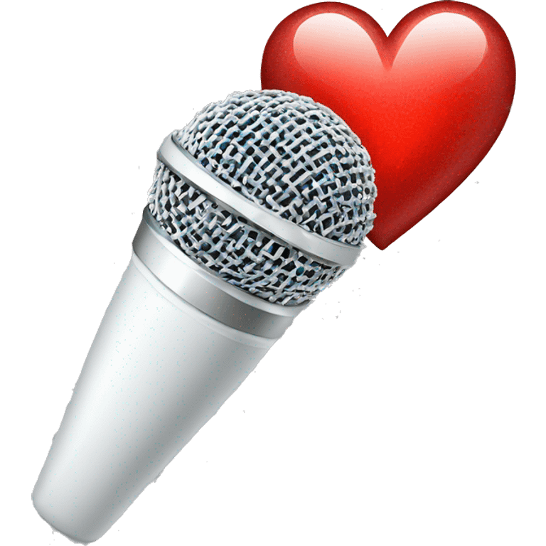 white sparkly microphone with red heart emoji