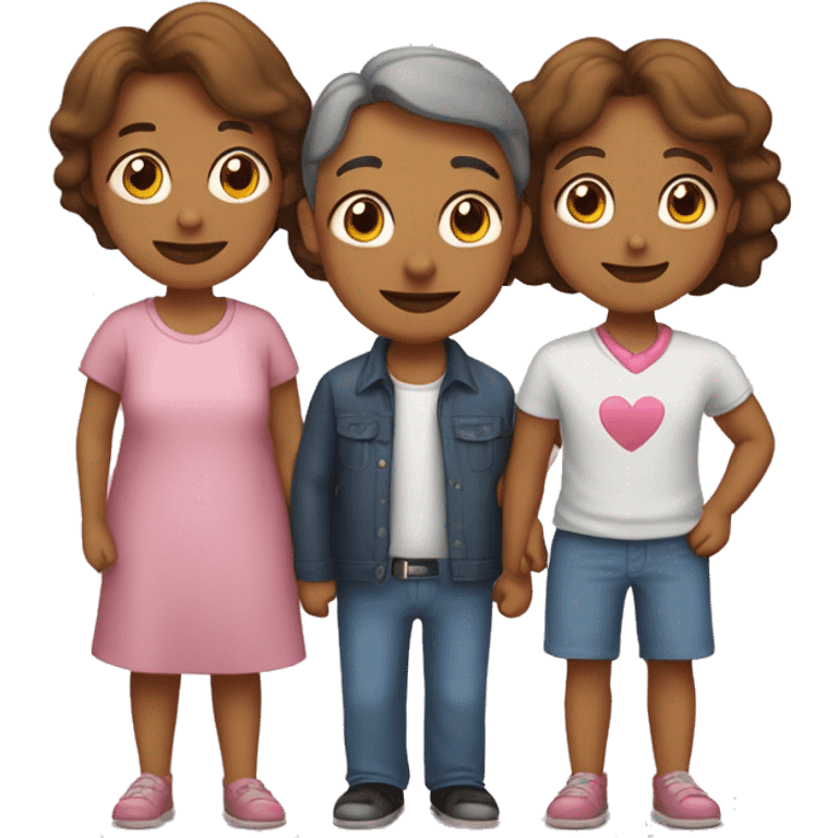 Mamá papá y dos hijas y dos perros  emoji