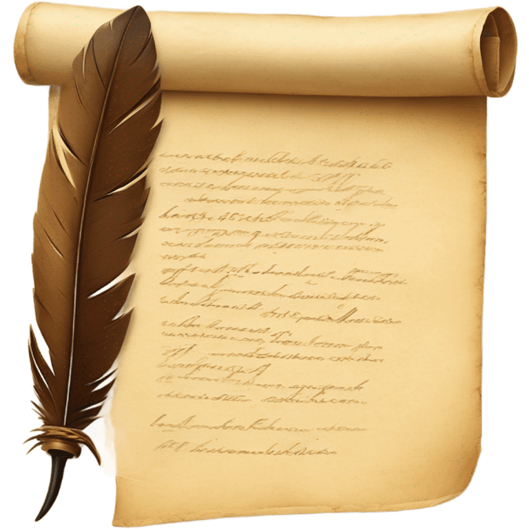 brown Quill pen with parchment scroll emoji