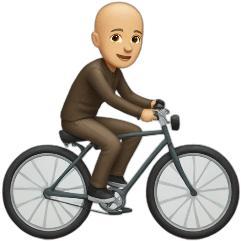 man without hair sitting on a bike emoji