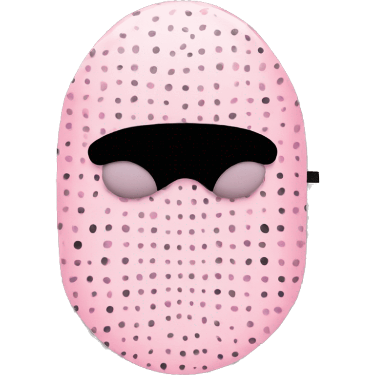 Light pink sleep mask with black dots on emoji