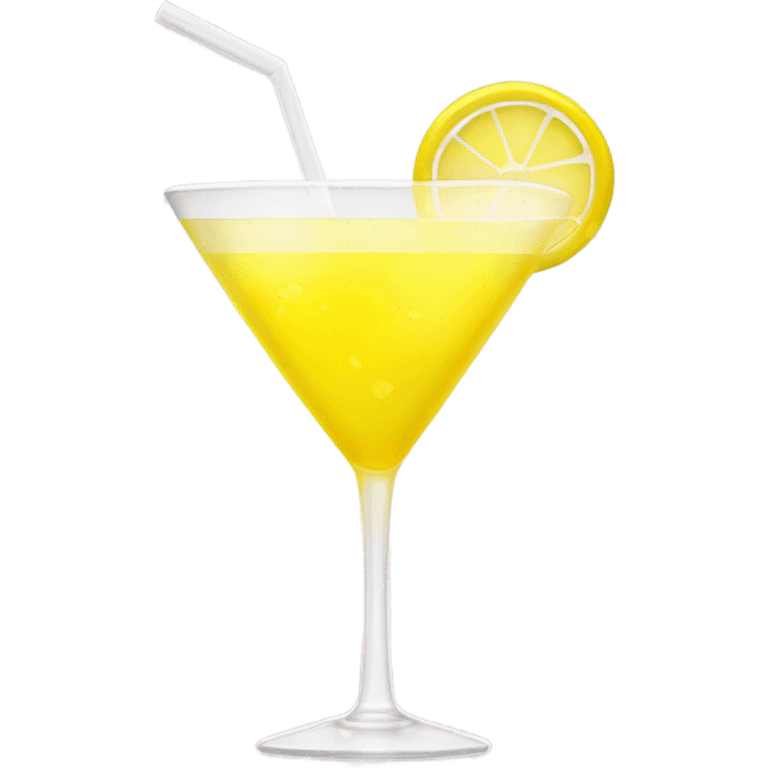 Bright yellow cocktail in a translucent eco-cup, minimalist emoji style, slight glow, simple shine. Neutral background. emoji