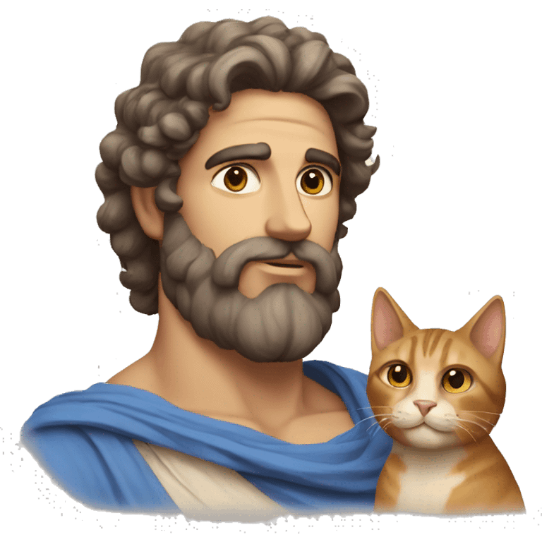 A beardless greek god with a cat emoji