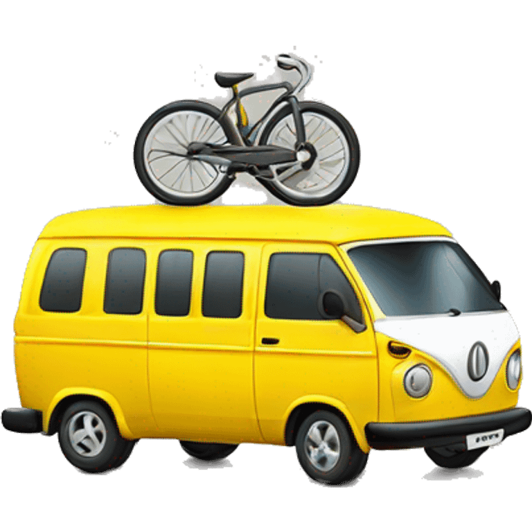 yellow  van  with two wheels at the back and one wheel at the front ￼ emoji