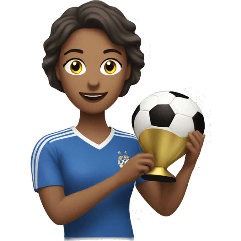 mujer alzando una copa de futbol emoji