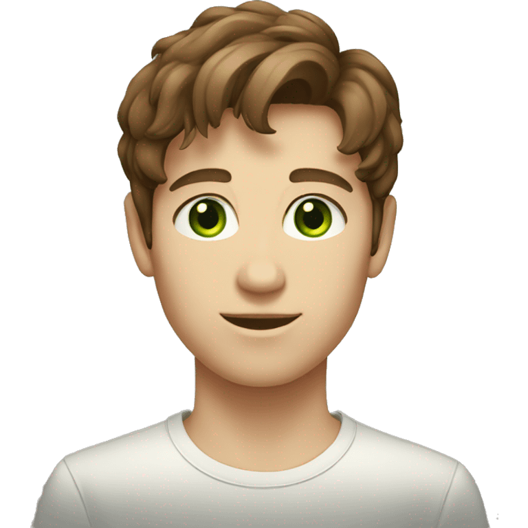 Brown hair green eyes young male emoji