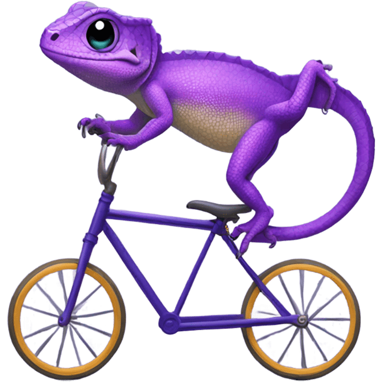 Purple lizard on a unicycle emoji