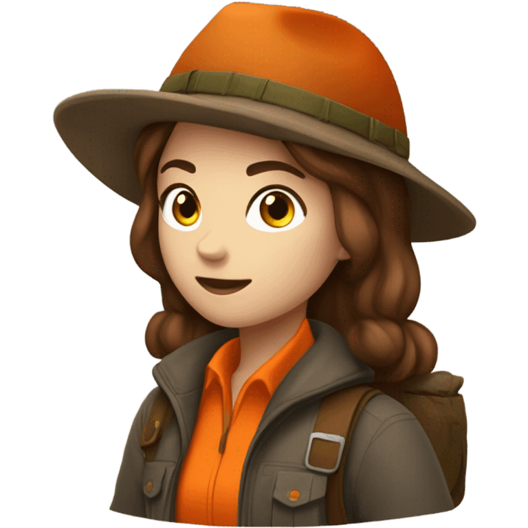 Phesant hunter girl brown hair with hunter orange emoji