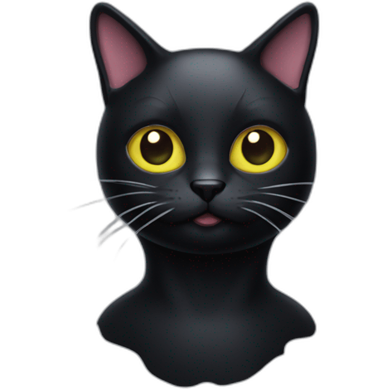 weird liquid black cat emoji