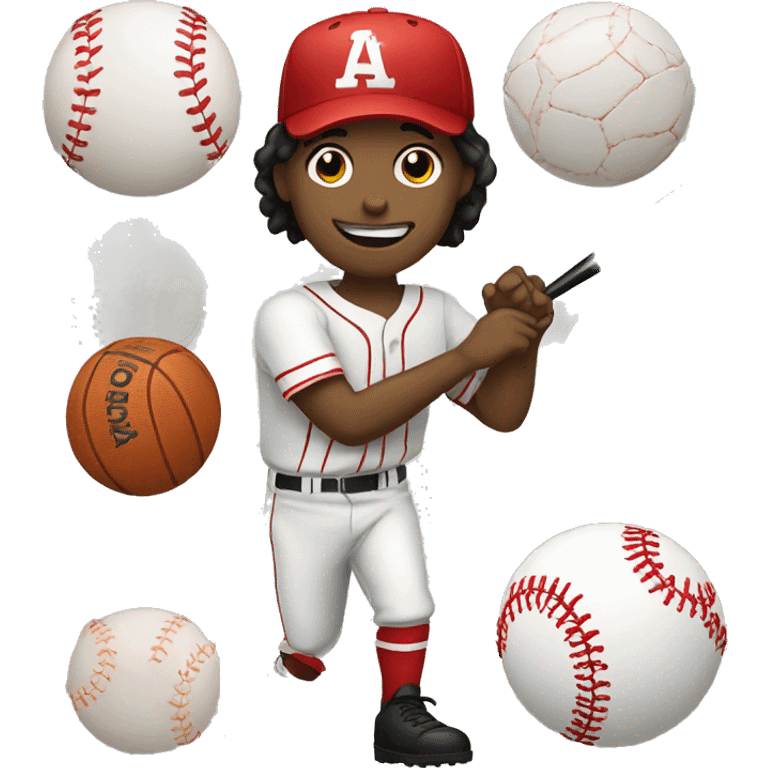 A baseball baseball, a soccer ball, a basketball, a football emoji