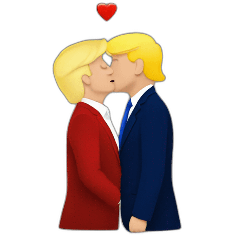 Emmanuel Macron kissing Donald Trump emoji