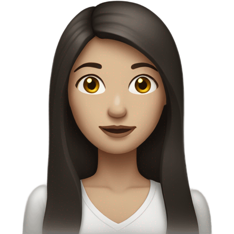 woman long dark brown hair pale skin emoji