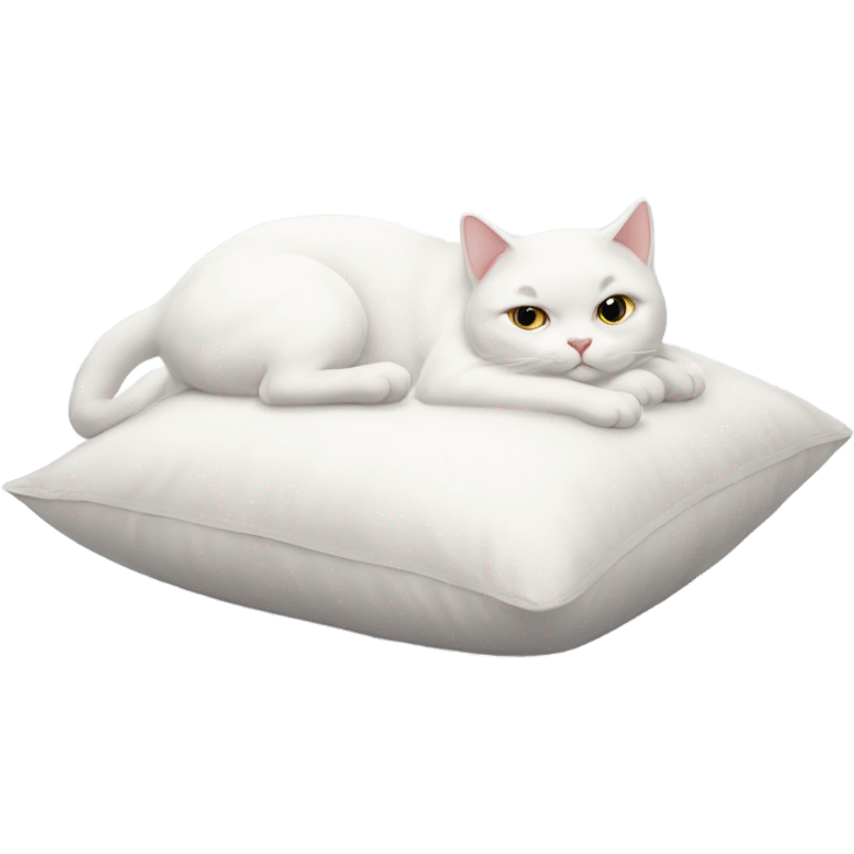 White cat laying on the pillow emoji