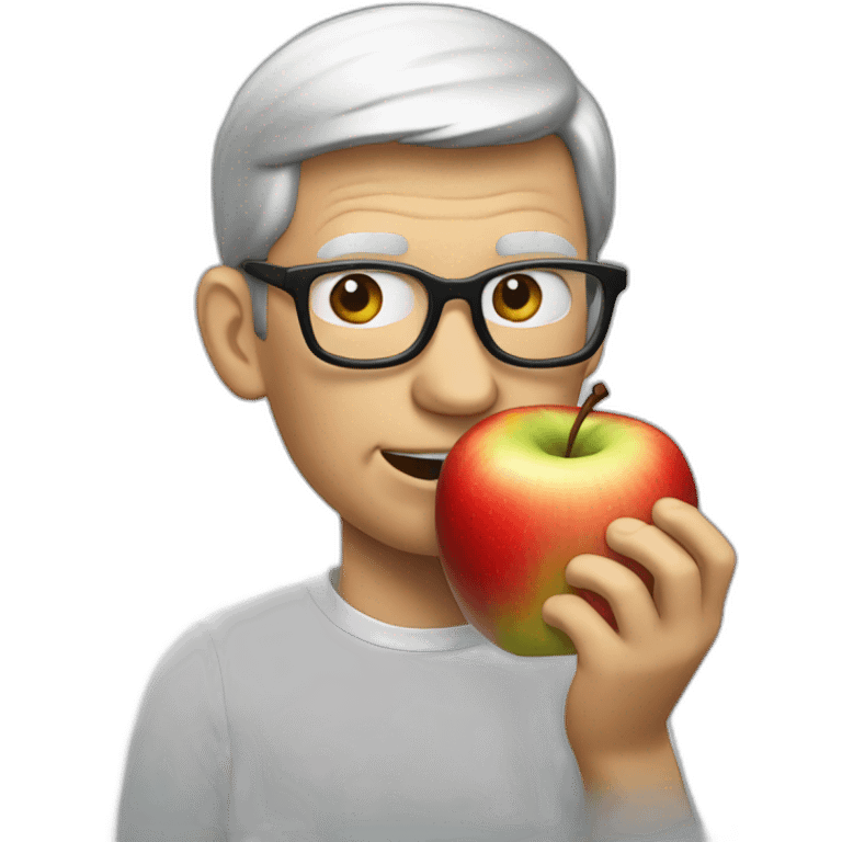 Tim Cook eating apple emoji