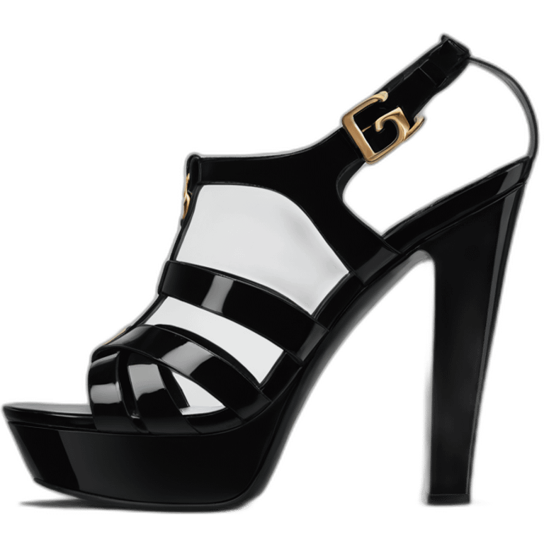 YSL TRIBUTE heel SANDAL black PATENT LEATHER emoji