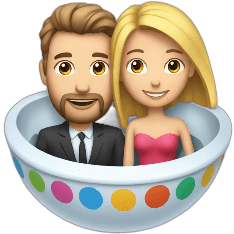 Un couple hétérosexuel sur une soucoupe volante emoji