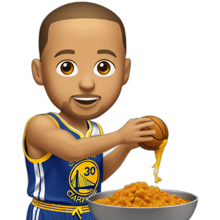 Stephen Curry qui mange du poulet curry emoji