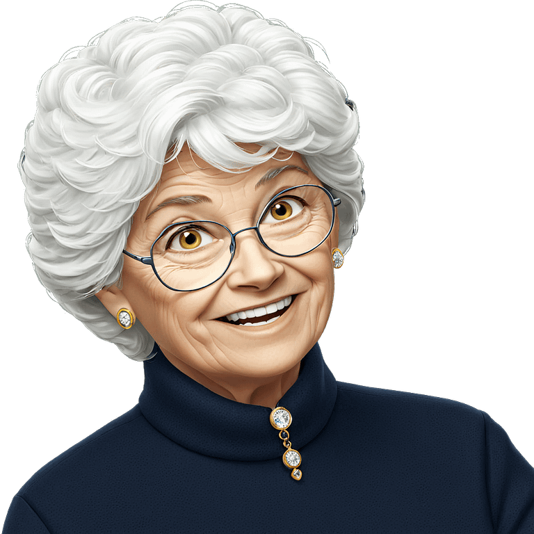 smiling elderly woman with jewelry emoji